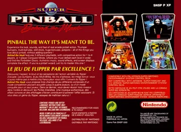 Super Pinball - Behind the Mask (Europe) box cover back